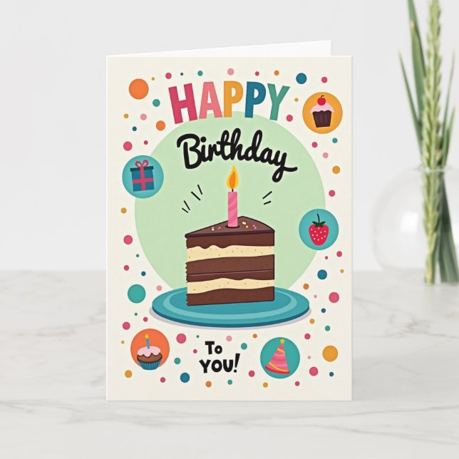 Cartão de Aniversário com Confeitos (Frente)