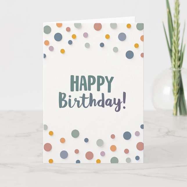 Cartão de Aniversário com Confetes Alegres (Frente)