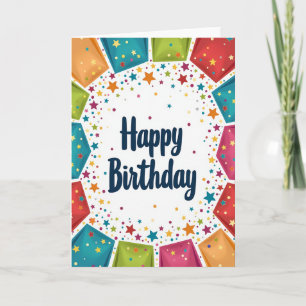 Cartão de Aniversário com Confetes Alegres