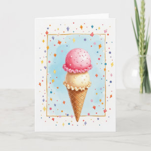Cartão de Aniversário com Confetes Pastéis