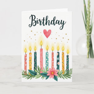 Cartão de Aniversário com Coração em Aquarela