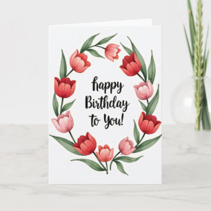 Cartão de Aniversário com Coroa de Flores Quente