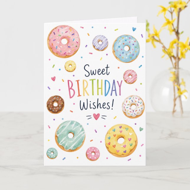 Cartão de Aniversário com Desejos Doces de Anivers (Flor Amarela)