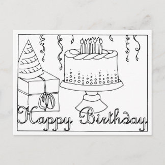 Cartão de aniversário com desenho de linha