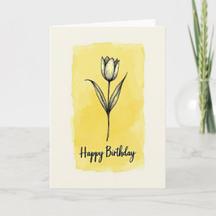 Cartão de Aniversário com Desenho de Linha Elegant