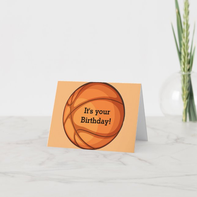 Cartão de Aniversário com Design de Basquete (Frente)