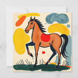 Cartão de aniversário com Design de Cavalo Colorid