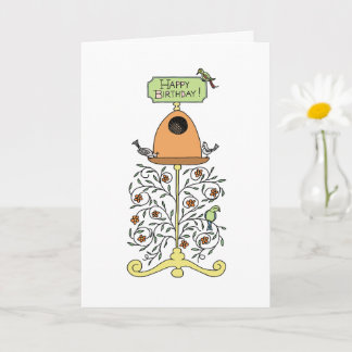 Cartão de aniversário com design de comedouro de p