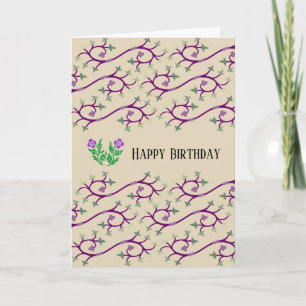 Cartão de Aniversário com Design de Videira Violet