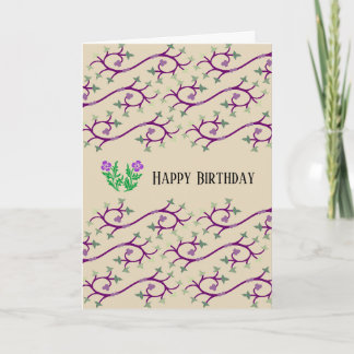 Cartão de Aniversário com Design de Videira Violet