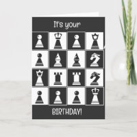 Cartão de Aniversário com Design de Xadrez
