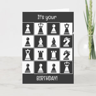 Cartão de Aniversário com Design de Xadrez