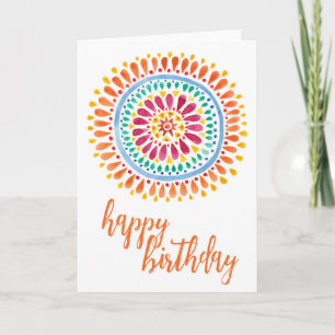 Cartão de Aniversário com Design Estilo Azteca de