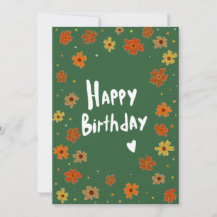 Cartão de aniversário com design floral