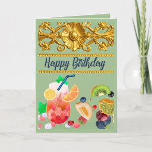 Cartão de Aniversário com Design Floral Dourado El