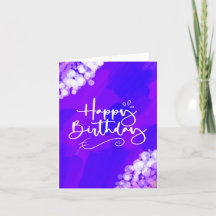 Cartão de Aniversário com Design Roxo Brilhante e