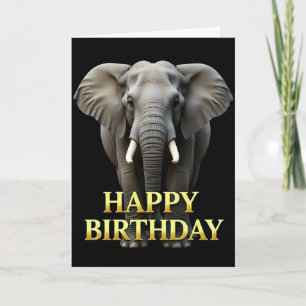 CARTÃO DE ANIVERSÁRIO COM ELEFANTE EM CLOSEUP DIST