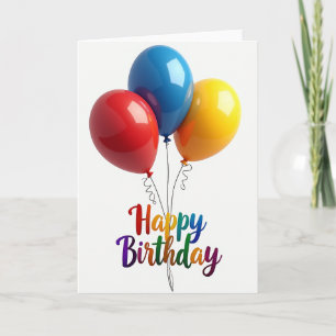 Cartão de Aniversário com Escrita Alegre