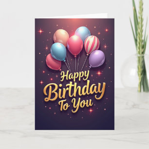 Cartão de Aniversário com Esferas Brilhantes