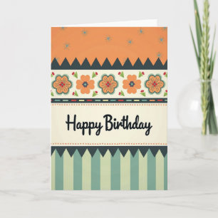 Cartão de Aniversário com Estampa Floral