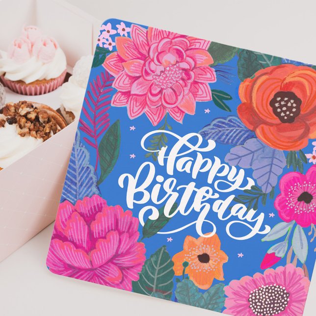 Cartão de aniversário com estampa floral brilhante (Bright Floral Birthday greeting card)