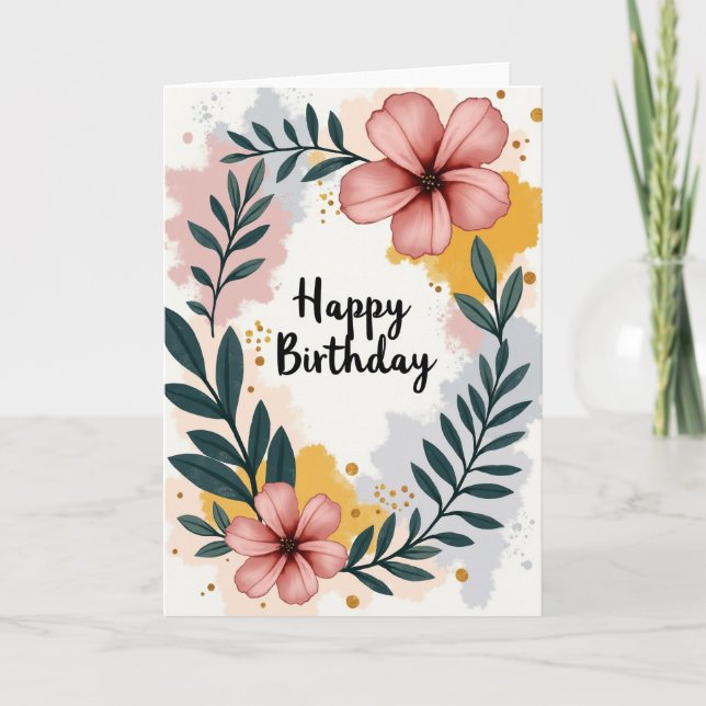 Cartão de Aniversário com Estilo de Pintura (Frente)