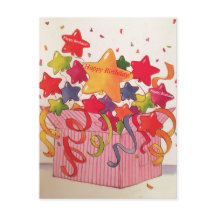 Cartão de Aniversário com Estrelas de Confete Anún