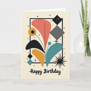 Cartão de Aniversário com Explosão Abstrata