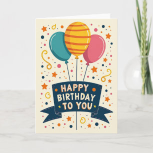 Cartão de Aniversário com Faixa de Celebração