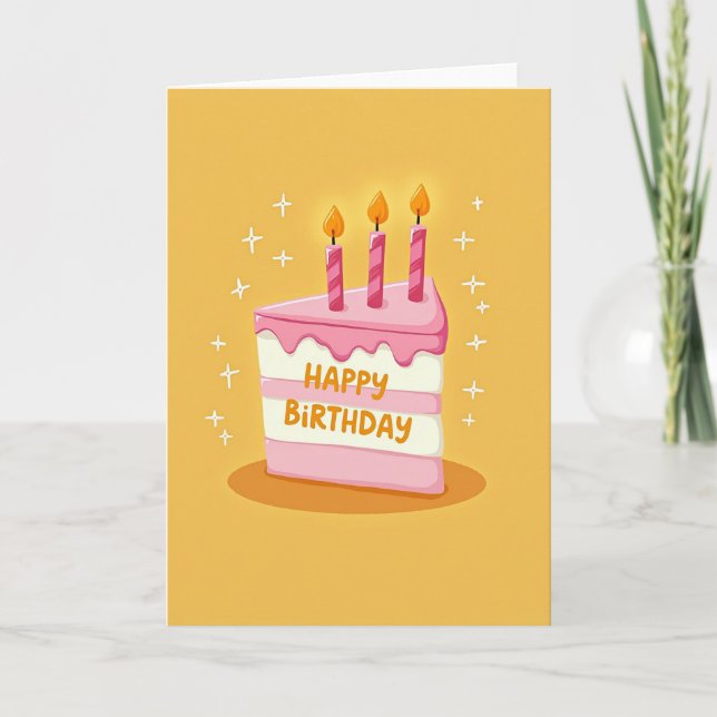 Cartão de Aniversário com Fatia Radiante (Frente)