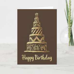 Cartão de Aniversário com Filigrana Dourada