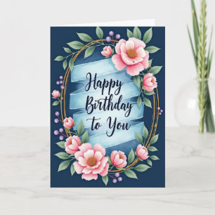 Cartão de Aniversário com Fita de Aquarela