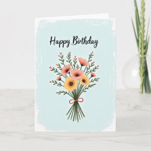 Cartão de Aniversário com Fita de Flor de Nascimen