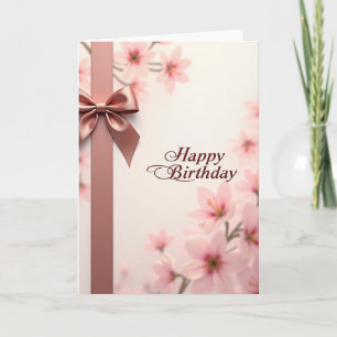 Cartão de Aniversário com Fita Elegante