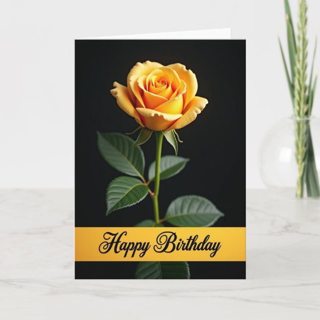 Cartão de Aniversário com Flor Brilhante (Frente)