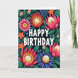 Cartão de Aniversário com Flor Exótica