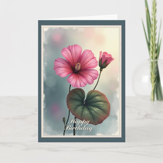 Cartão de Aniversário com Florada em Gradiente (Frente)