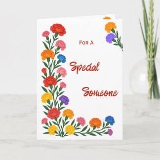 Cartão de Aniversário com Flores de Cravo para Alg