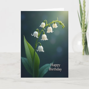 Cartão de Aniversário com Flores de Sino Brancas