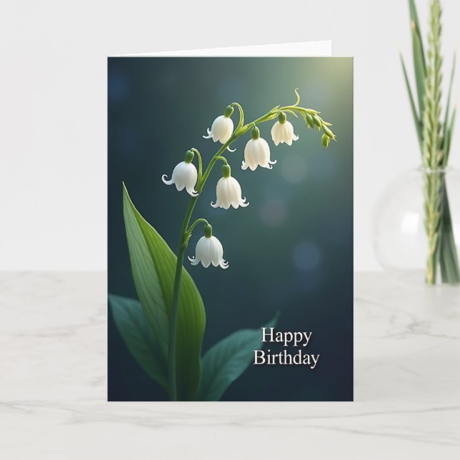 Cartão de Aniversário com Flores de Sino Brancas (Frente)