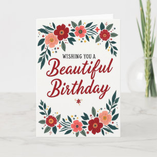 Cartão de Aniversário com Flores Luxuriantes