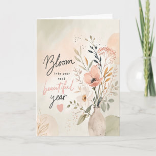 Cartão de Aniversário com Flores Personalizadas –