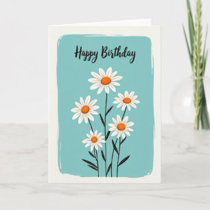 Cartão de Aniversário com Flores Pintadas