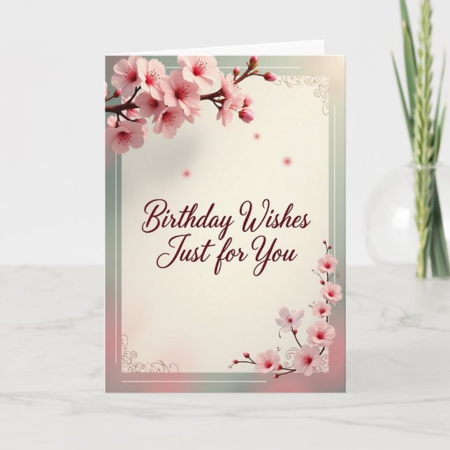 Cartão de Aniversário com Flores Suaves (Frente)