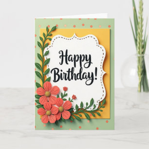 Cartão de Aniversário com Folhagem Esculturada