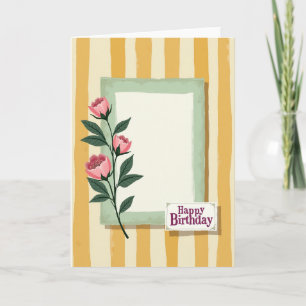 Cartão de Aniversário com Folhas Florais