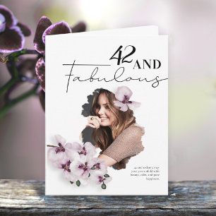 Cartão de aniversário com foto de orquídea 42 & Fa