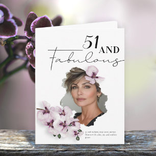 Cartão de aniversário com foto de orquídea 51 & Fa
