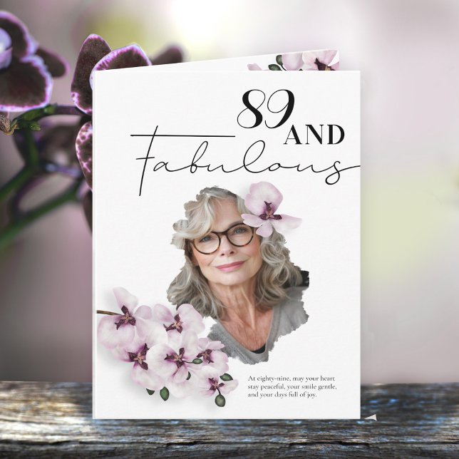 Cartão de aniversário com foto de orquídea 89 & Fa (Criador carregado)