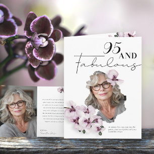 Cartão de aniversário com foto de orquídea 95 & Fa